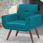 Poltrona Decorativa Luna Suede Azul Tiffany - Azul Turquesa -