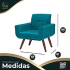 Poltrona Decorativa Luna Suede Azul Tiffany - Azul Turquesa -