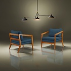 Poltrona Decorativa Luna Veludo Azul Gramdecor