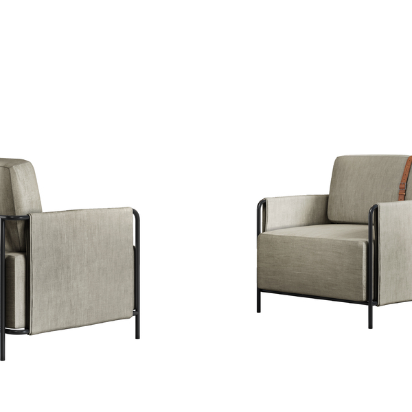 Poltrona Decorativa Luxo M-01 Un.  Linho Cinza