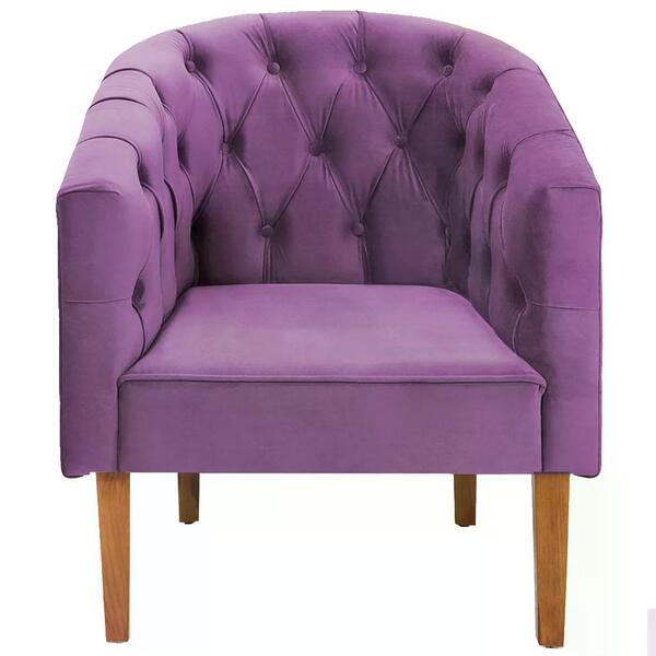 Poltrona Decorativa Madeira Dubai Veludo At Moveis