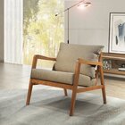 Poltrona Decorativa Madeira Maciça Bia Luxo Bege