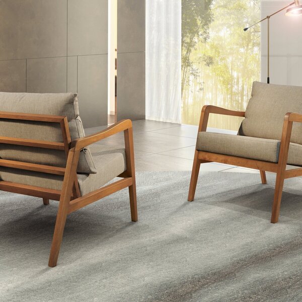 Poltrona Decorativa Madeira Maciça Bia Luxo Bege