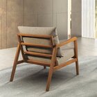 Poltrona Decorativa Madeira Maciça Bia Luxo Bege