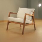 Poltrona Decorativa Madeira Maciça Bia Luxo Bege Claro