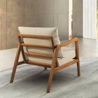 Poltrona Decorativa Madeira Maciça Bia Luxo Bege Claro