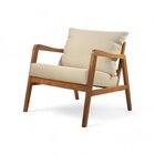 Poltrona Decorativa Madeira Maciça Bia Luxo Bege Claro