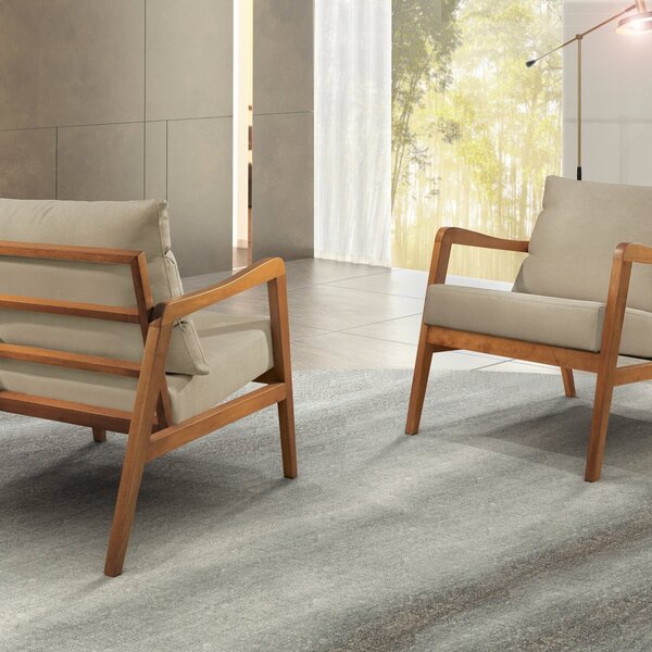 Poltrona Decorativa Madeira Maciça Bia Luxo Off White