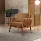 Poltrona Decorativa Madeira Maciça Helena Corino Caramelo