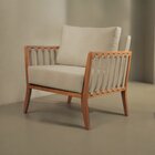 Poltrona Decorativa Madeira Maciça Helena Corino Off White