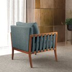 Poltrona Decorativa Madeira Maciça Helena Linho Azul