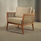 Poltrona Decorativa Madeira Maciça Helena Linho Bege