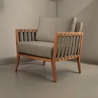 Poltrona Decorativa Madeira Maciça Helena Linho/cappuccino