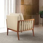 Poltrona Decorativa Madeira Maciça Helena Veludo Bege Claro