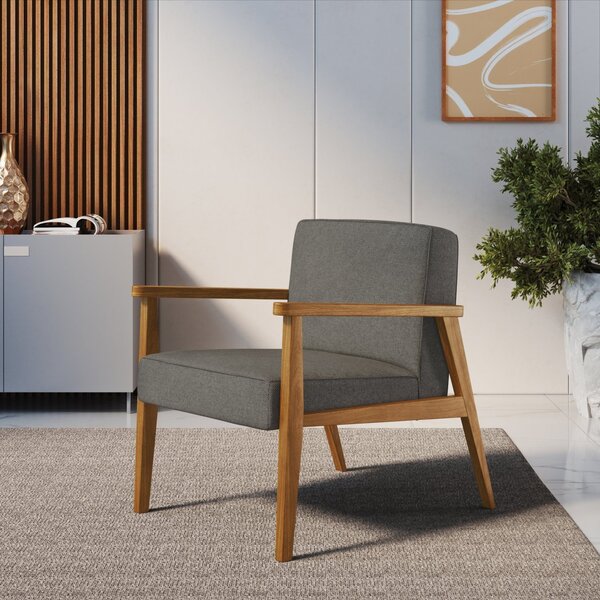 Poltrona Decorativa Madeira Maciça Jequitibá Assento Com Pers