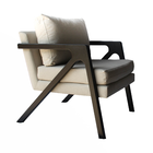 Poltrona Decorativa Madeira Maciça Luxo Mona Linho Bege Com B