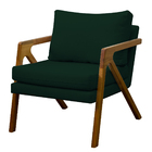 Poltrona Decorativa Madeira Maciça Luxo Mona Linho Verde - Za