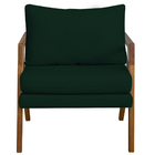 Poltrona Decorativa Madeira Maciça Luxo Mona Linho Verde - Za