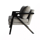 Poltrona Decorativa Madeira Maciça Super Luxo Mona Cinza Esta