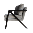 Poltrona Decorativa Madeira Maciça Super Luxo Mona Linho Cinz