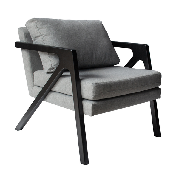 Poltrona Decorativa Madeira Maciça Super Luxo Mona Linho Cinz