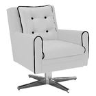 Poltrona Decorativa Madri Suede Branco com Base Estrela em Al