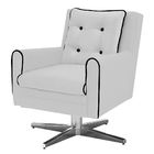 Poltrona Decorativa Madri Suede Branco com Base Estrela em Al