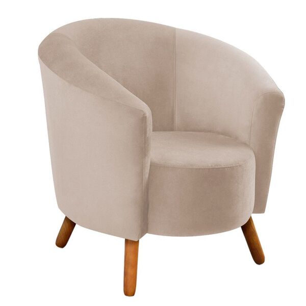 Poltrona Decorativa Malta Suede Bege L35 - Encantum