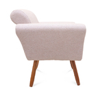 Poltrona Decorativa Malu Larhome Tecido Linho Café Com Leite.