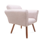 Poltrona Decorativa Malu Larhome Tecido Linho Café Com Leite.