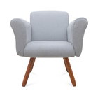 Poltrona Decorativa Malu Larhome Tecido Linho Cinza Neblina.