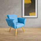 Poltrona Decorativa Malu Larhome Tecido Suede Veludo Azul