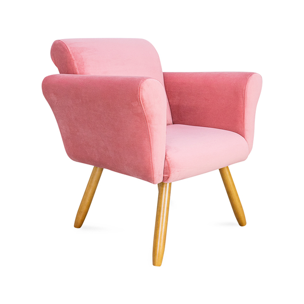 Poltrona Decorativa Malu Larhome Tecido Suede Veludo Rosa
