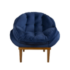 Poltrona Decorativa Marcela Veludo Azul Marinho Dal Poz Estof