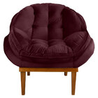 Poltrona Decorativa Marcela Veludo Base Madeira Castanho - Pa