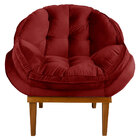 Poltrona Decorativa Marcela Veludo Base Madeira Castanho - Pa