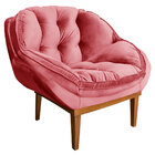 Poltrona Decorativa Marcela Veludo Base Madeira Castanho - Pa