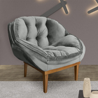 Poltrona Decorativa Marcela Veludo Cinza Dal Poz Estofados