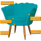 Poltrona Decorativa Margarida Suede - V8 Decor Azul Turquesa