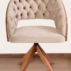 Poltrona Decorativa Mari Laminada Pé Giratório De Madeira Cap