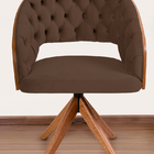 Poltrona Decorativa Mari Laminada Pé Giratório De Madeira Cap