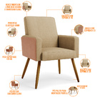 Poltrona Decorativa Maria W01 Pés Palito Linho Bege Escuro Co