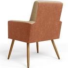 Poltrona Decorativa Maria W01 Pés Palito Linho Bege Escuro Co
