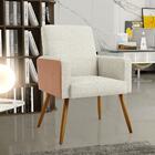 Poltrona Decorativa Maria W01 Pés Palito Linho Champagne Cour