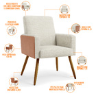 Poltrona Decorativa Maria W01 Pés Palito Linho Champagne Cour