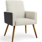 Poltrona Decorativa Maria W01 Pés Palito Linho Champagne Cour