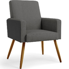 Poltrona Decorativa Maria W01 Pés Palito Linho Cinza Escuro C
