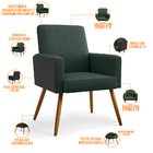 Poltrona Decorativa Maria W01 Pés Palito Linho Verde Musgo Co