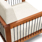 Poltrona Decorativa Marilia Linho Natural Base Em Madeira Cas