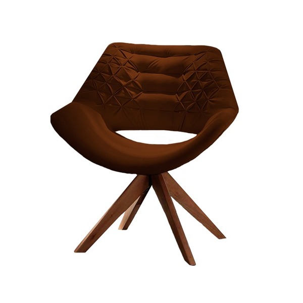 Poltrona Decorativa Marrom Em Veludo Cetus